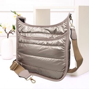 Copper Puffer Cross Body Bag Purse Womens Fashion Accessory Statement Quilted